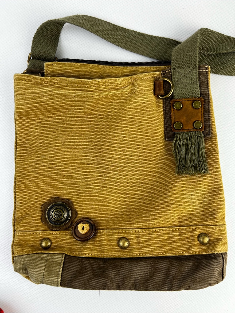 Chala Canvas Messenger Bag Tan Handbag Crossbody - Picture 9 of 13